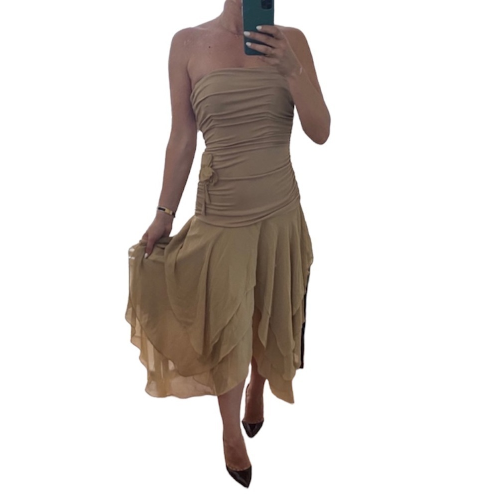Jovani Nude Cocktail Dress Beige - Picture 4 of 5